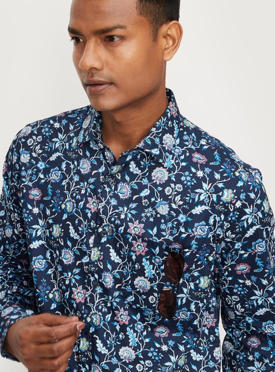 Men Floral Printed Slim Fit Formal Shirt