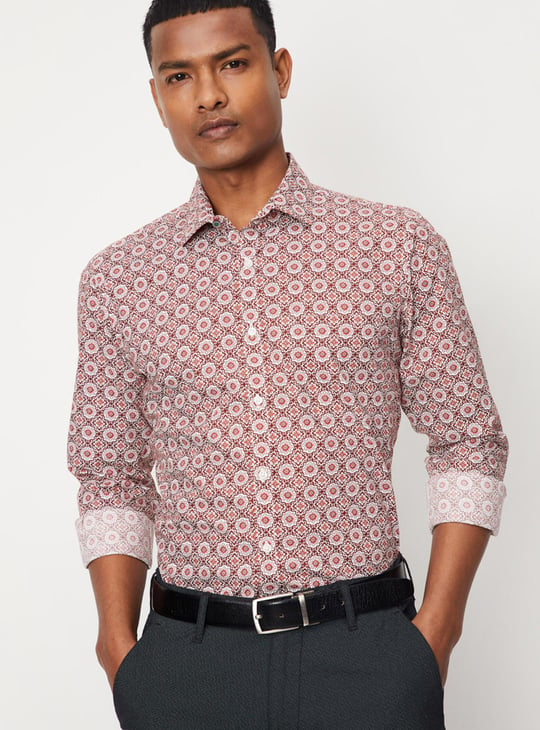 Men Geo Printed Slim Fit Formal Shirt