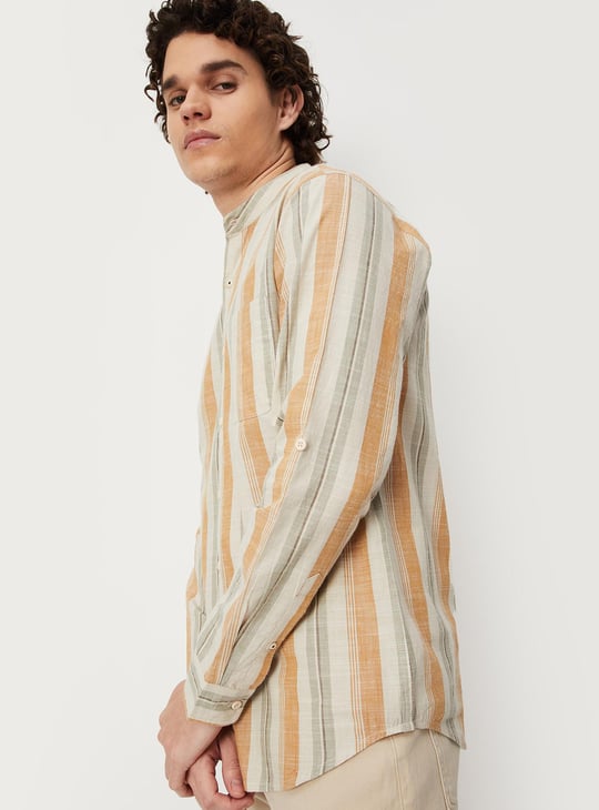 Men Striped Yarn Dyed Short Kurta
