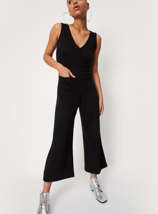 Women Solid Jumpsuit with Crop T-shirt