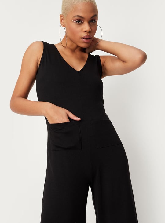 Women Solid Jumpsuit with Crop T-shirt