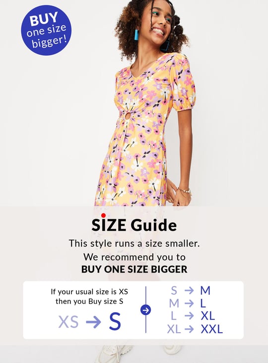 Women Printed Cut-Out Waist Dress