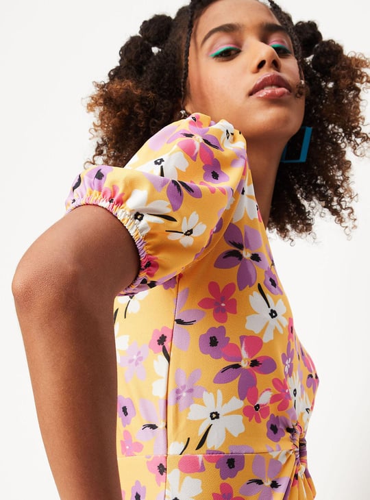 Women Printed Cut-Out Waist Dress