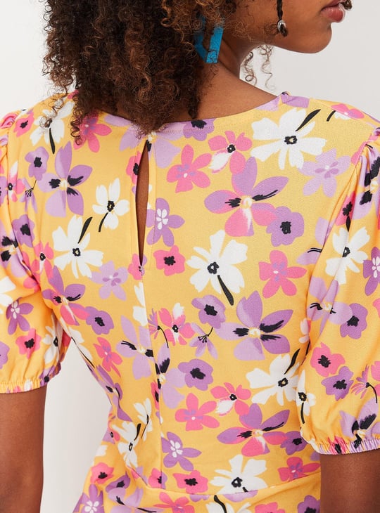 Women Printed Cut-Out Waist Dress
