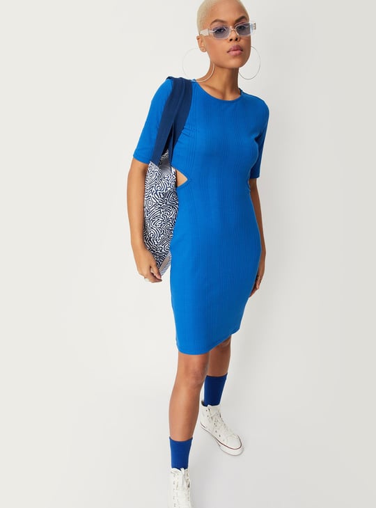 Women Solid Cut-Out Detailed Bodycon Dress