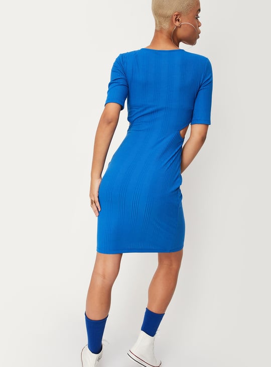 Women Solid Cut-Out Detailed Bodycon Dress