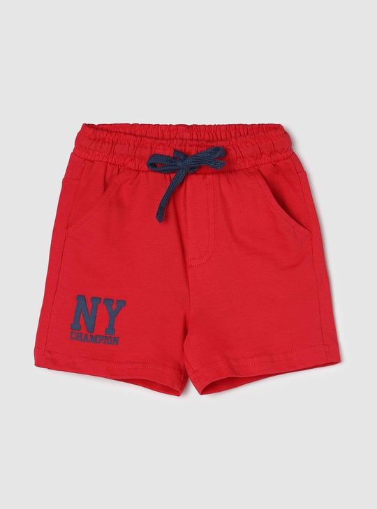 Boys Typographc Printed Drawstring Shorts