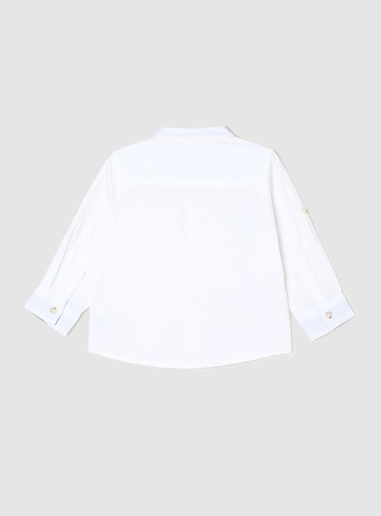 Boys Solid Band Collar Shirt