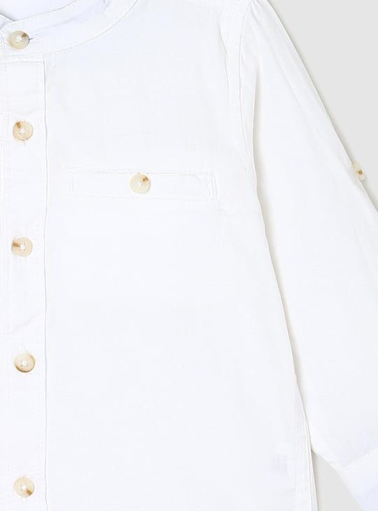 Boys Solid Band Collar Shirt