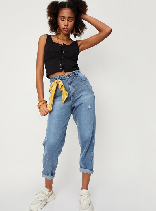 Buy Women Solid Lace-Up Corset Top Online at just Rs. 499.0