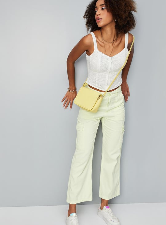 Women Schiffli Zip Corset Top