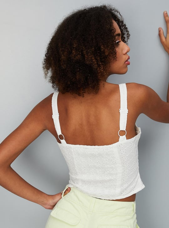 Women Schiffli Zip Corset Top