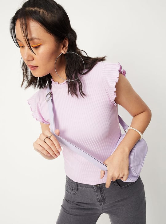 Women Ribbed High Neck Top