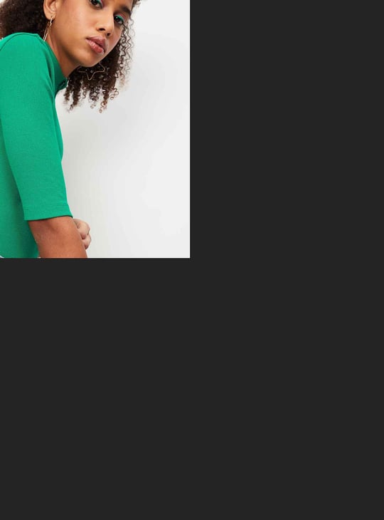 Women Ribbed Zip Crop T-shirt