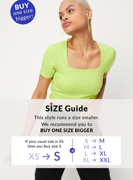 Women Solid Square Neck Crop T-shirt