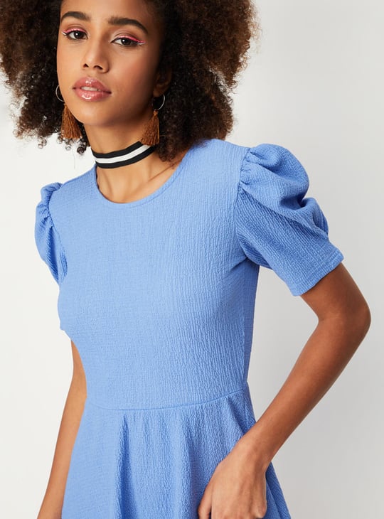 Women Textured Back Tie-Up A-line Dress