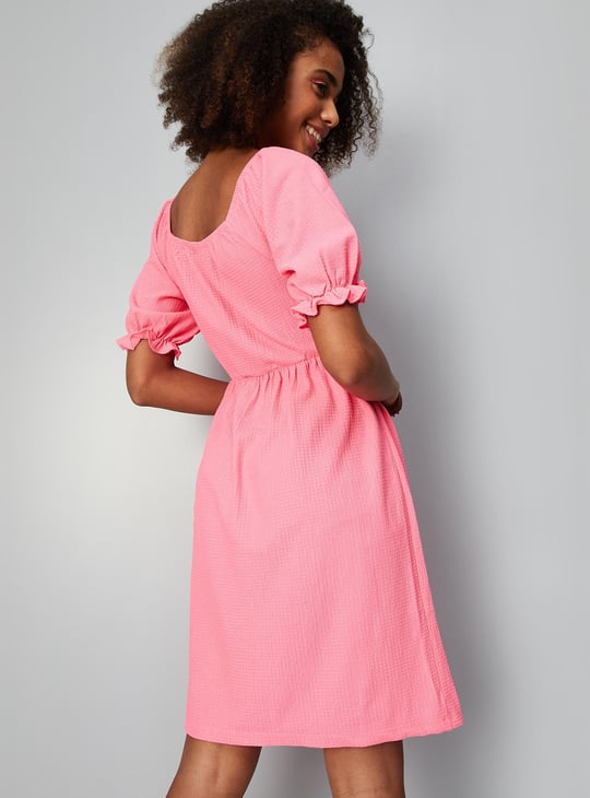 Women Ruched Knit A-line Dress