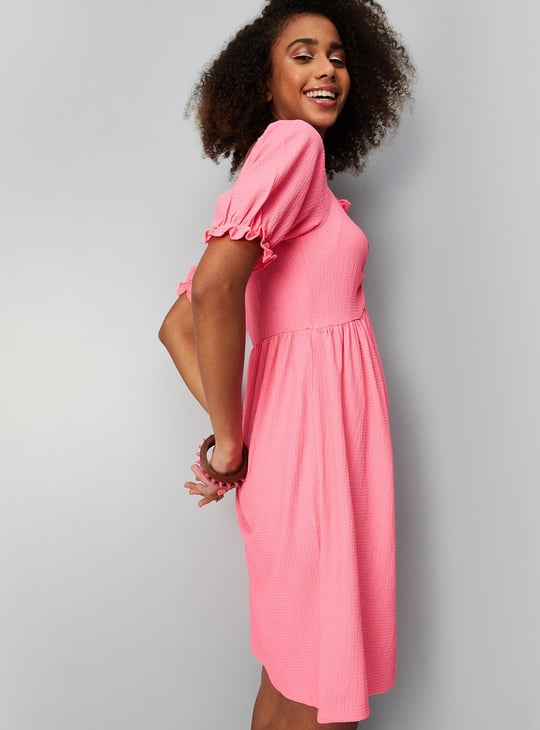 Women Ruched Knit A-line Dress