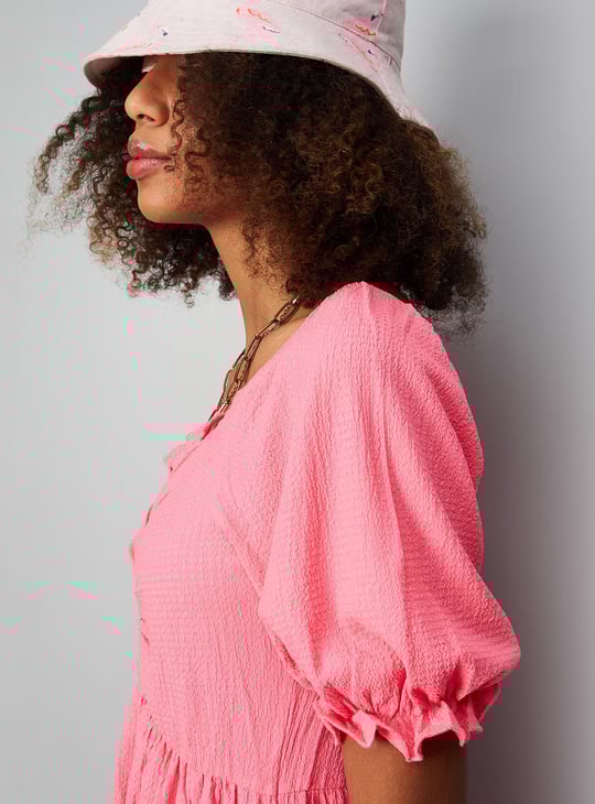 Women Ruched Knit A-line Dress