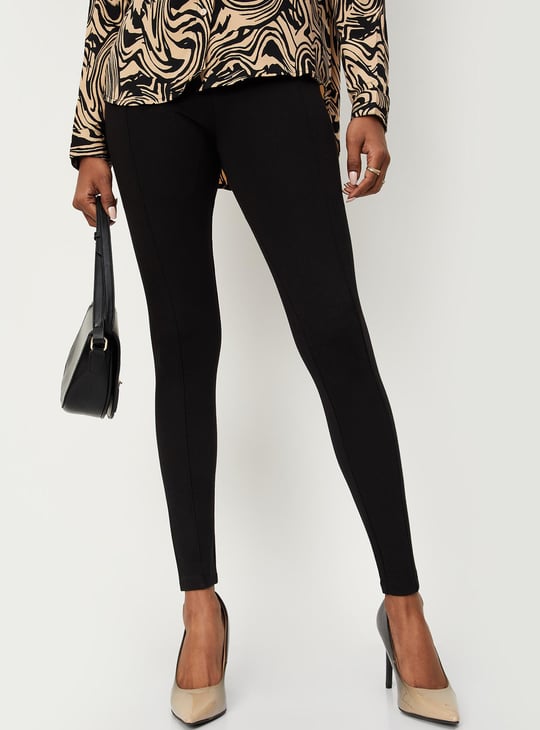 Women Solid Stretch Knit Treggings