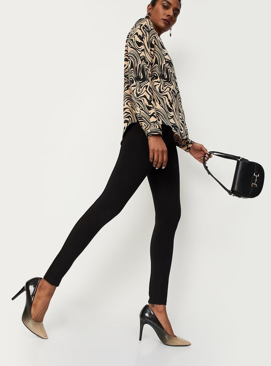 Women Solid Stretch Knit Treggings