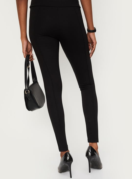 Women Solid Stretch Knit Treggings