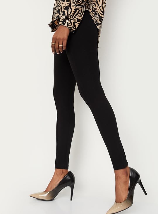 Women Solid Stretch Knit Treggings