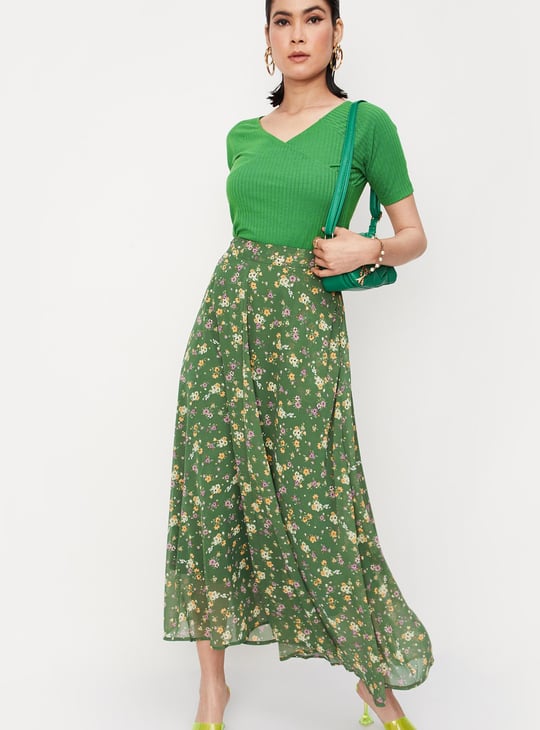 Women Floral Printed Maxi Skirt