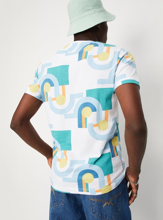Men Geometric Printed Ultra Slim Fit T-shirt