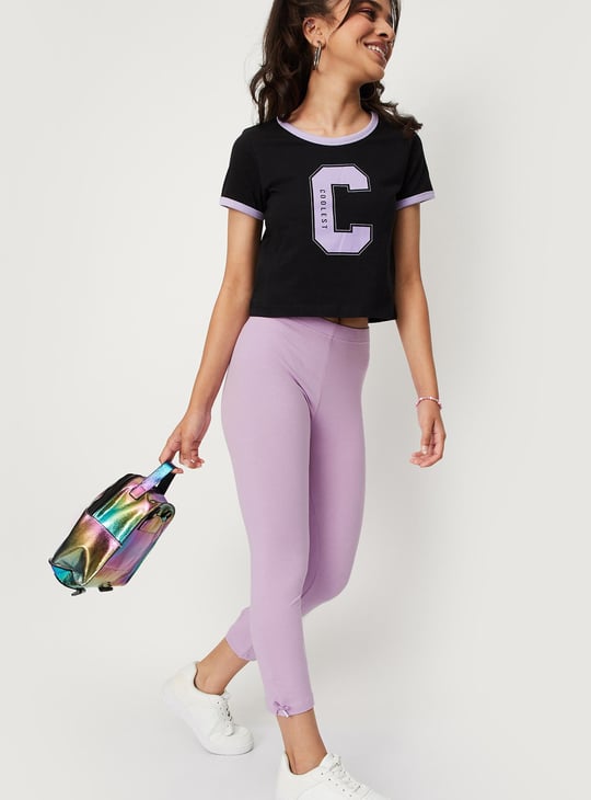Girls Solid 3/4th Leggings