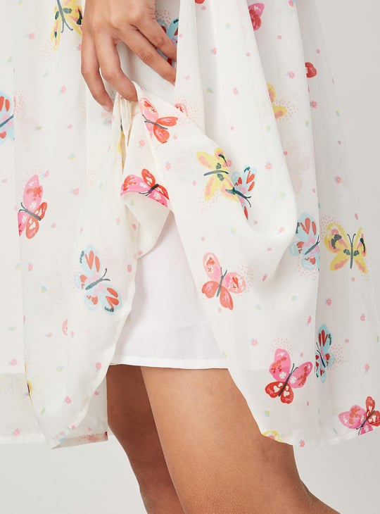 Girls Floral Print Strappy Dress