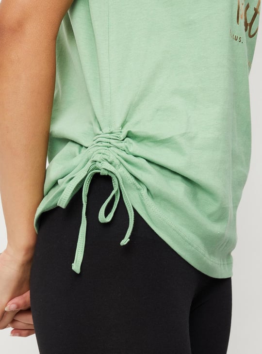 Girls Typographic Printed Ruched T-shirt