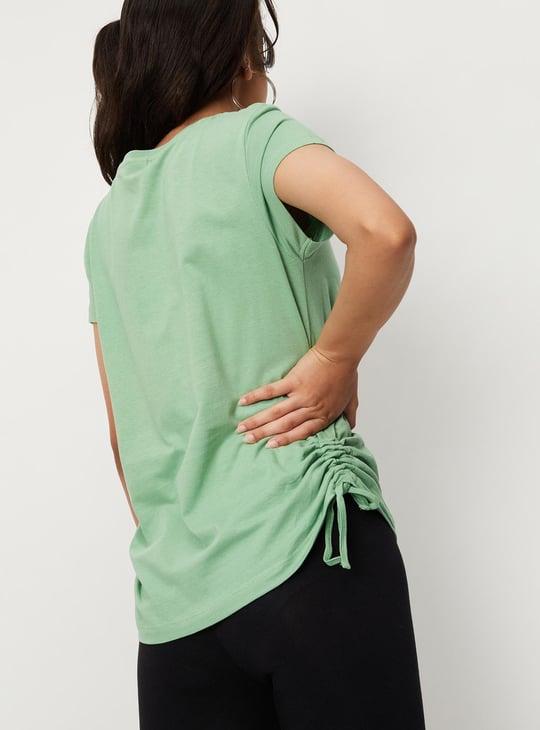 Girls Typographic Printed Ruched T-shirt