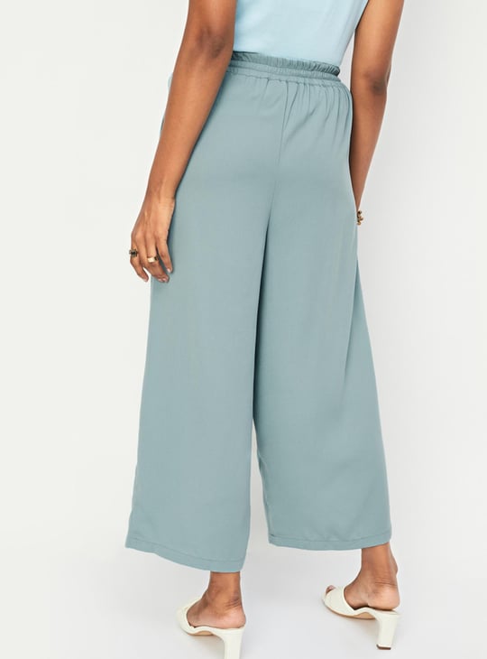 Women Solid Wide Leg Trousers