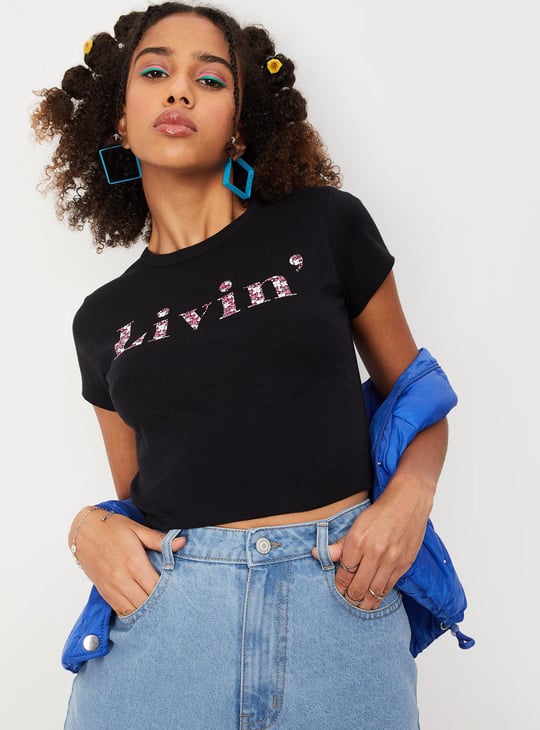 Women Crop Graphic T-shirt
