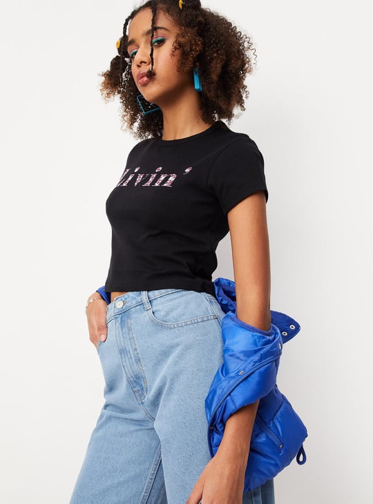 Women Crop Graphic T-shirt