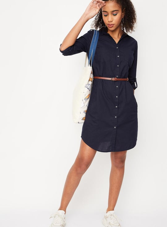 Women Solid Belted Tunic