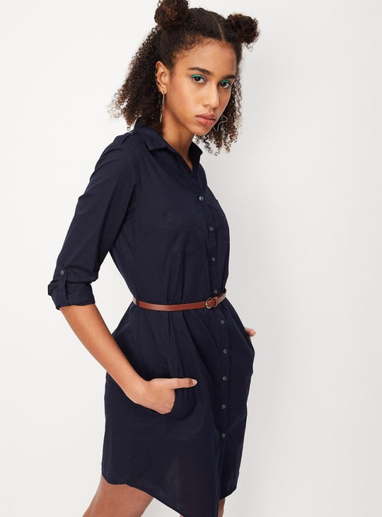 Women Solid Belted Tunic