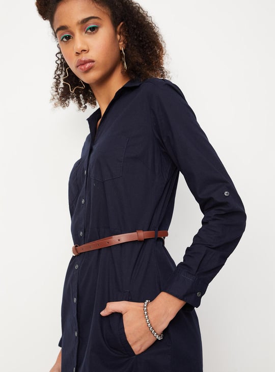 Women Solid Belted Tunic