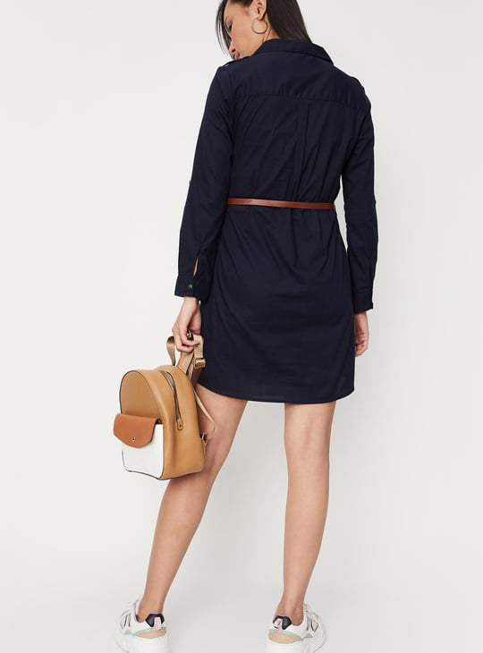 Women Solid Belted Tunic