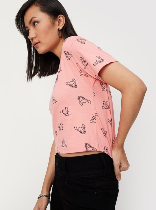 Women Bambi Printed Crop T-shirt Printed