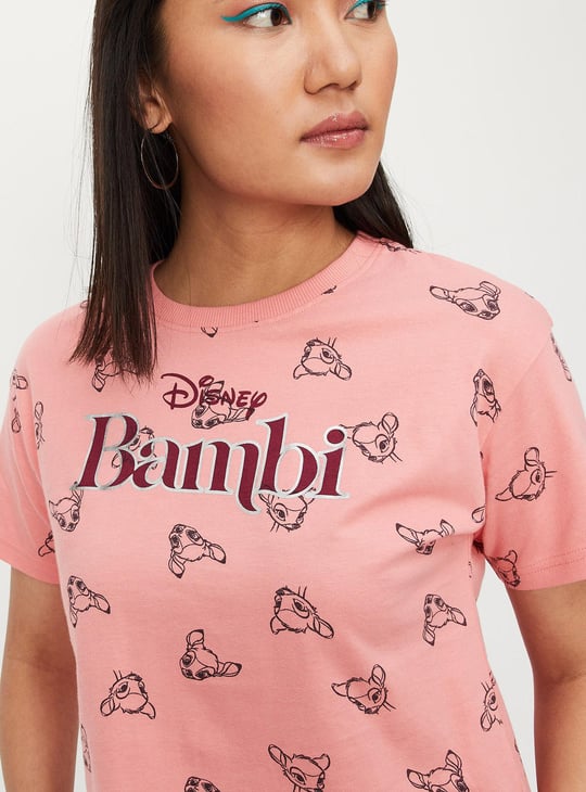 Women Bambi Printed Crop T-shirt Printed