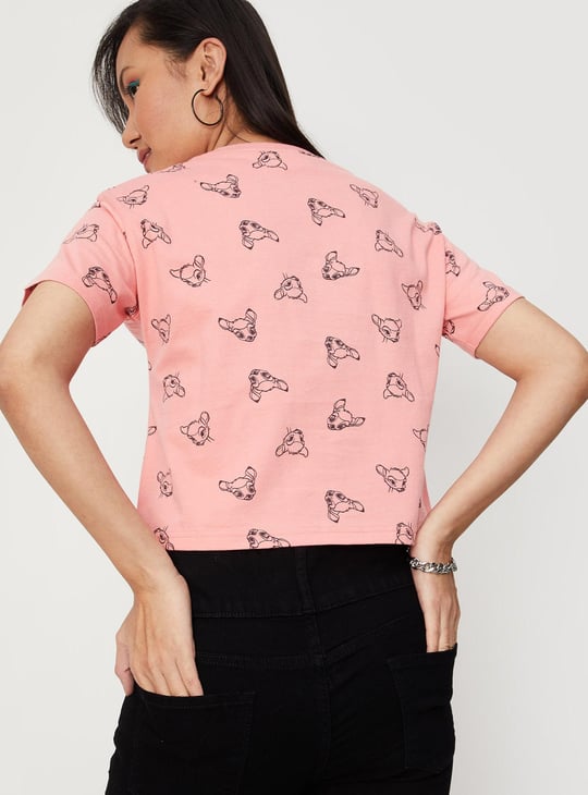 Women Bambi Printed Crop T-shirt Printed