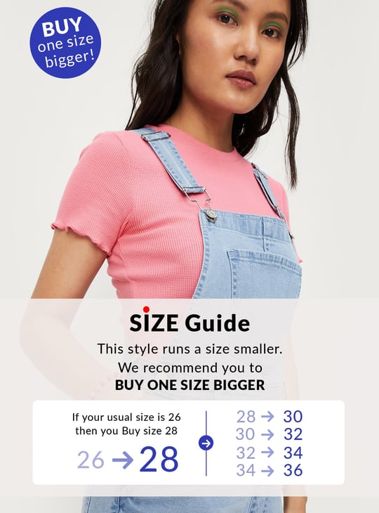 Women Solid Denim Dungaree Shorts