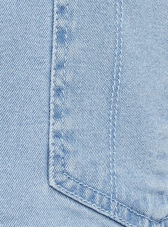 Women Solid Denim Dungaree Shorts