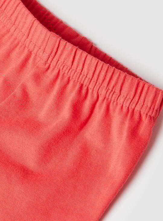 Girls Solid 3/4 Leggings with Bow Detail