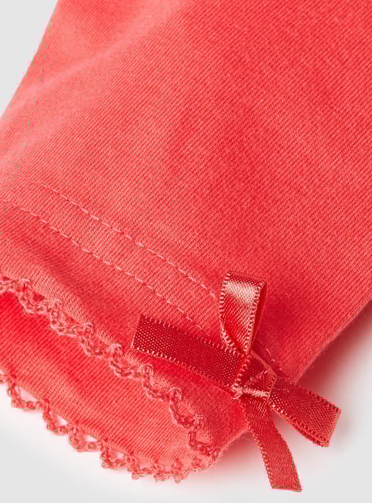 Girls Solid 3/4 Leggings with Bow Detail