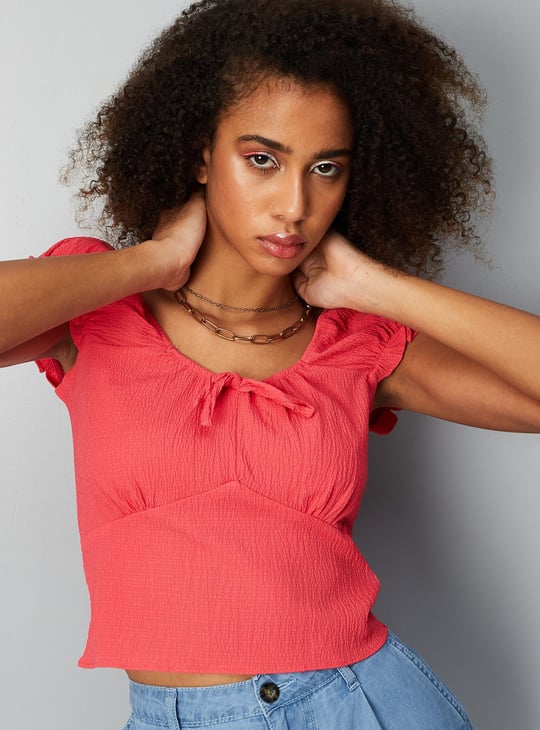 Women Textured Crop Top