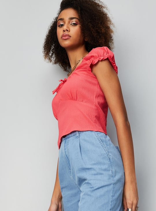 Women Textured Crop Top