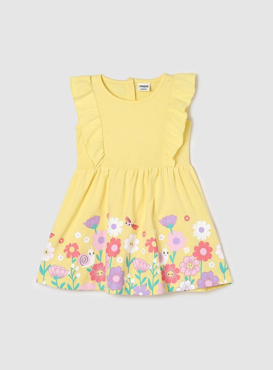 Girls Floral Printed Ruffled Dress